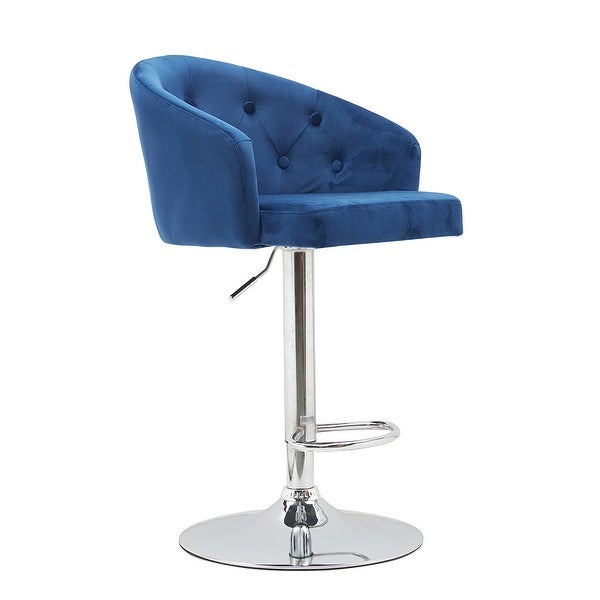 Velvet Bar Stool with Backrest and Footrest， Counter Height Bar Chair