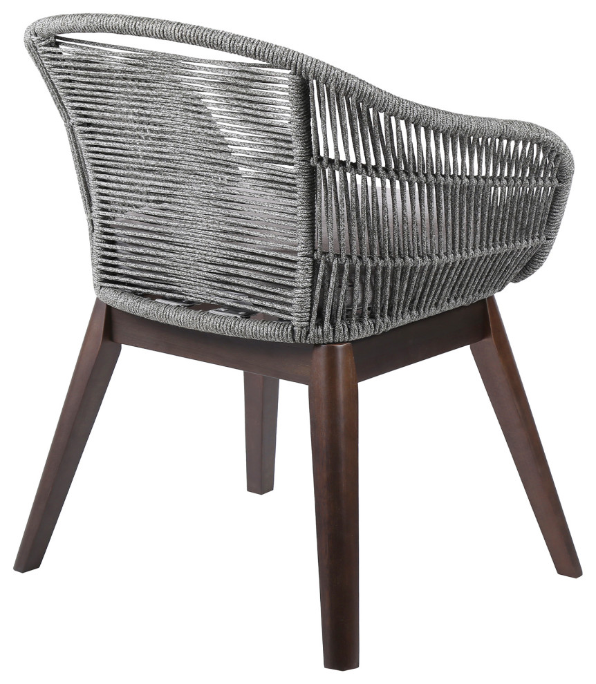 Benzara BM245733 Indoor Outdoor Dining Chair  Fishbone Woven Curved Back  Gray   Beach Style   Outdoor Dining Chairs   by Uber Bazaar  Houzz