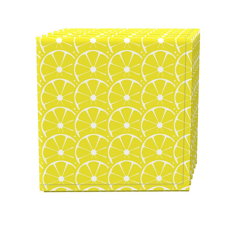 Napkin Set， 100% Polyester， Set of 4， 18x18， Allover Lemon Slices