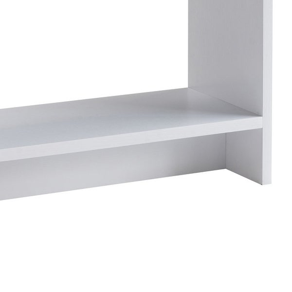 36 Inch Modern Console Table， Multilevel Wood Shelves， Gray and White