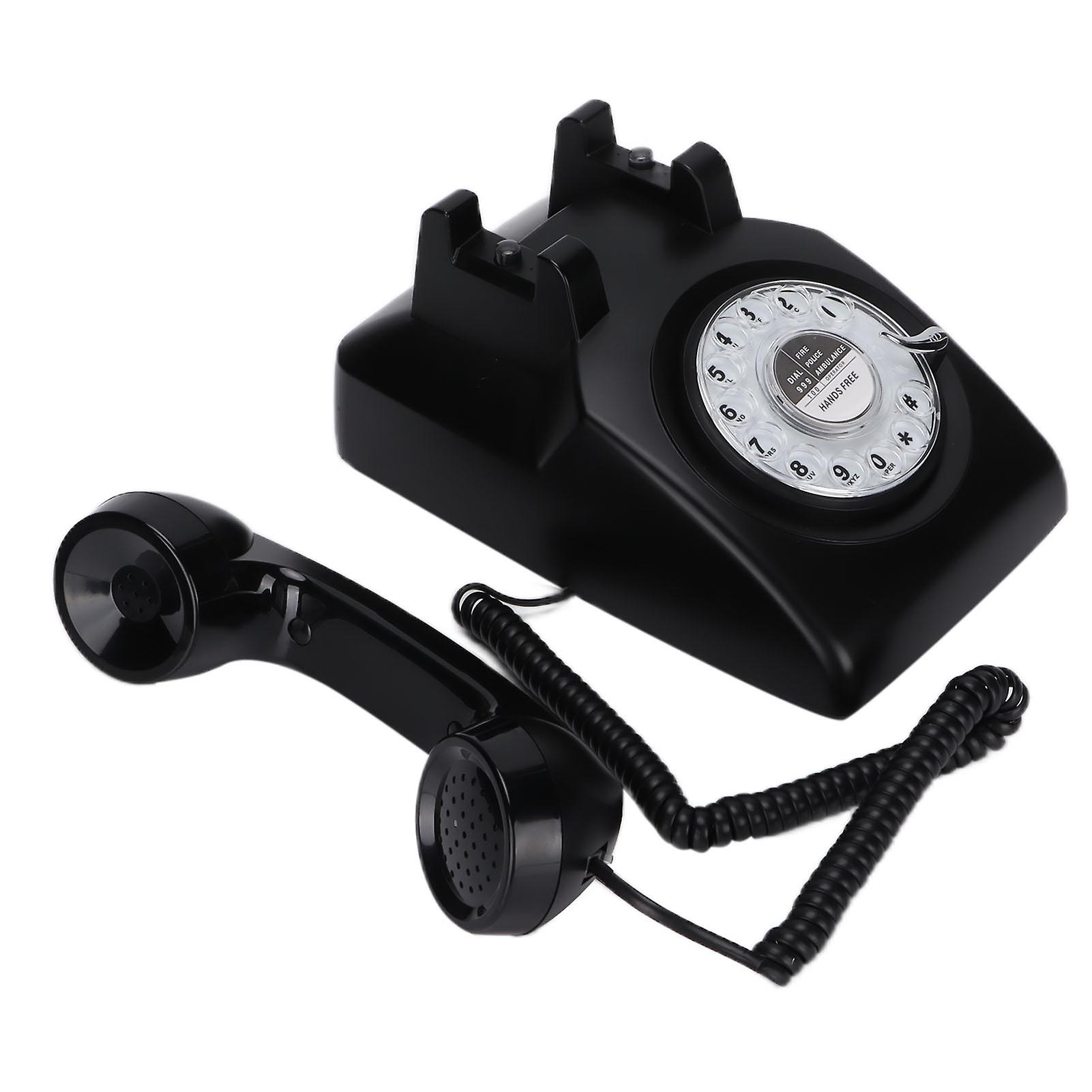 Retro Rotary Landline 60s Old Fashioned Classic Rotary Dial Wired Fixed Landline Telephoneblack