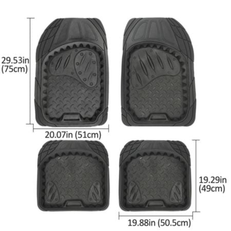 Autocraft Truck Tray Floor Mats， Black Rubber， Heavy-Duty/All-Season， Trim to Fit， 4 Piece Set