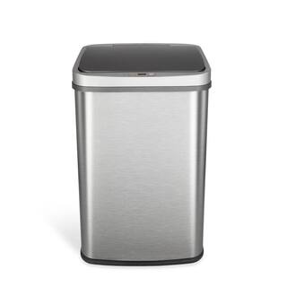 NINESTARS 13 Gal. Black Open Top Lid Stainless Steel Trash Can OTT-50-19BK