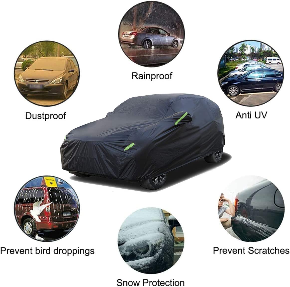 Car Cover Waterproof All Weather Waterproof Car Cover UV Protection Windproof Outdoor Full car Cover， Universal Fit for SUV