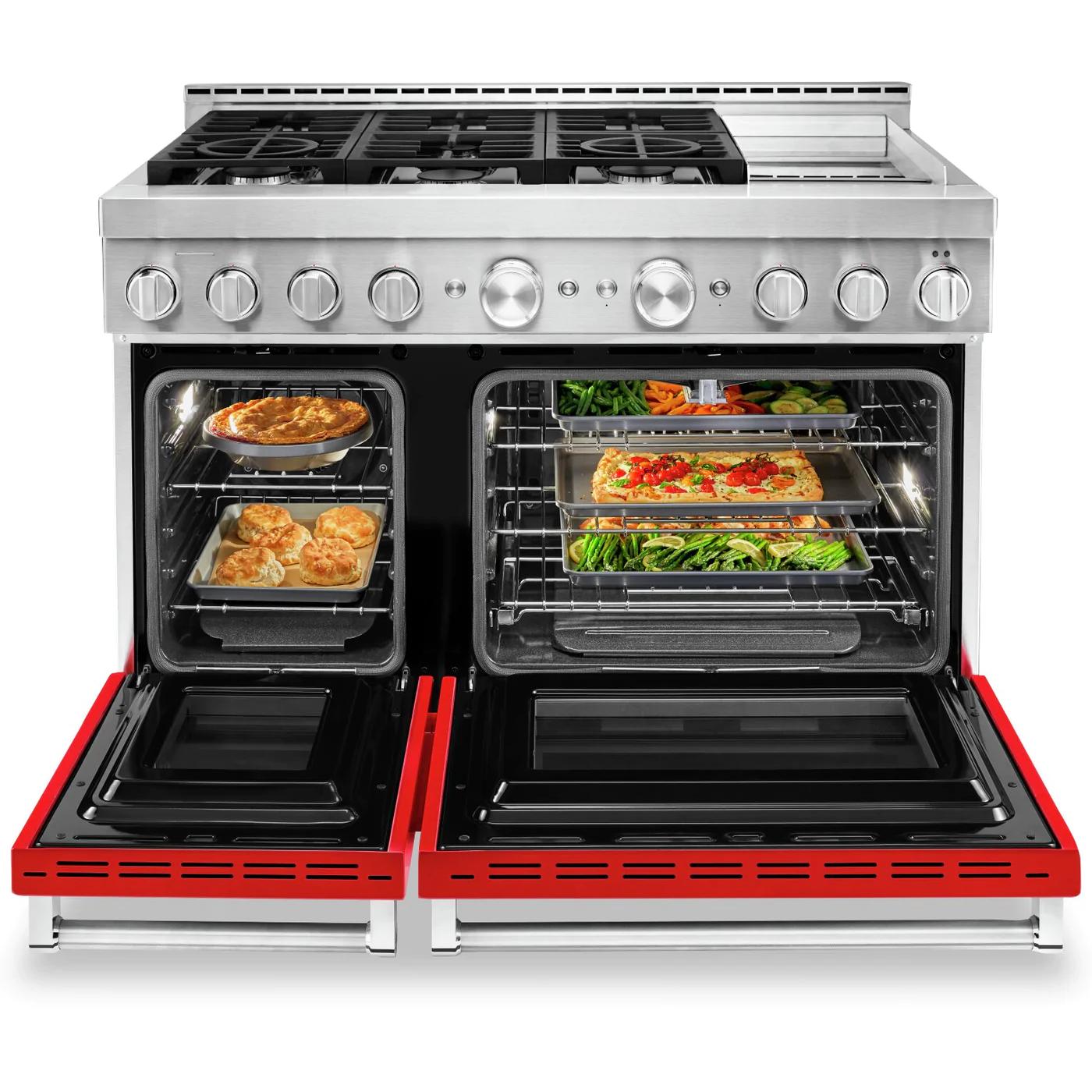 KitchenAid 48-inch Freestanding Dual Fuel Range with Even-Heat? True Convection KFDC558JPA