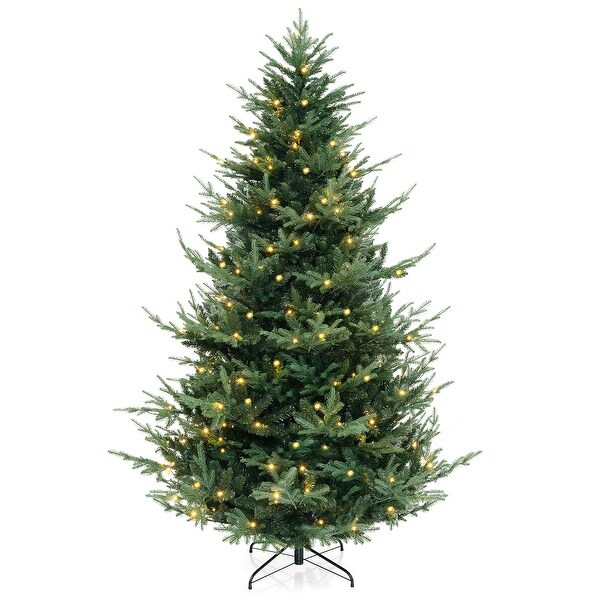 Gymax 8 FT Artificial Xmas Tree w/ 778 PVC PE Branch Tips 450 Warm