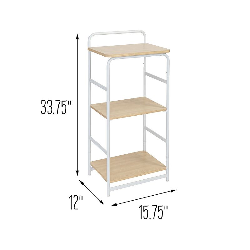 Honey-Can-Do 3-Tier Wood and Metal Small Shelf