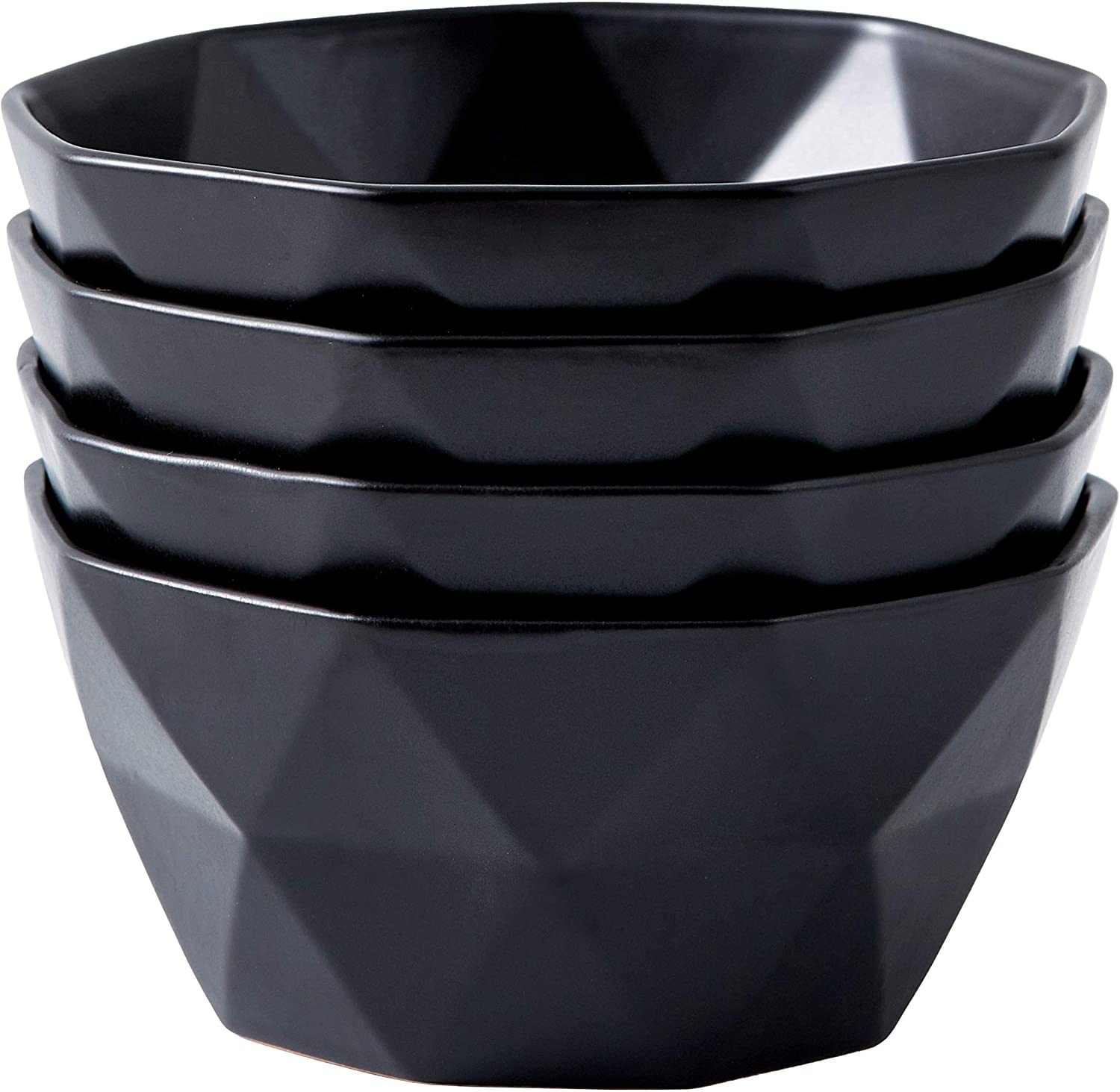 Bruntmor | Soup Bowls Set Of 4 Geometric 30 Ounce Soup Bowls - Elegant Stackable