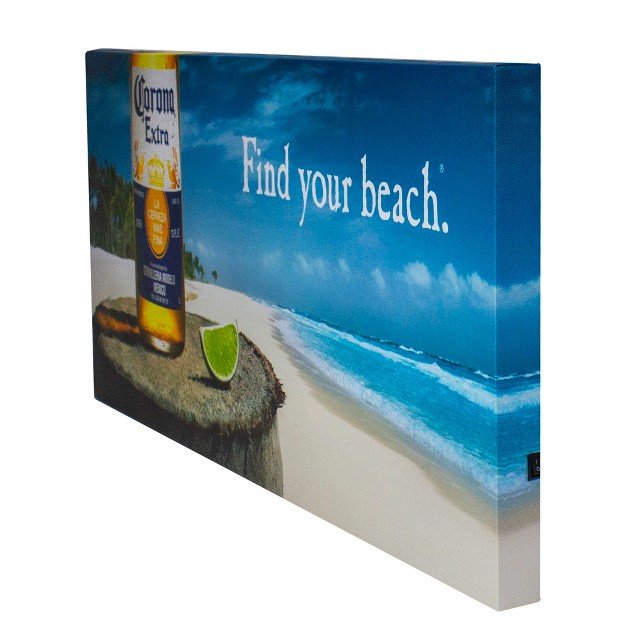 Corona Beer Tropical Beach Scene Lighted Canvas Wall Art