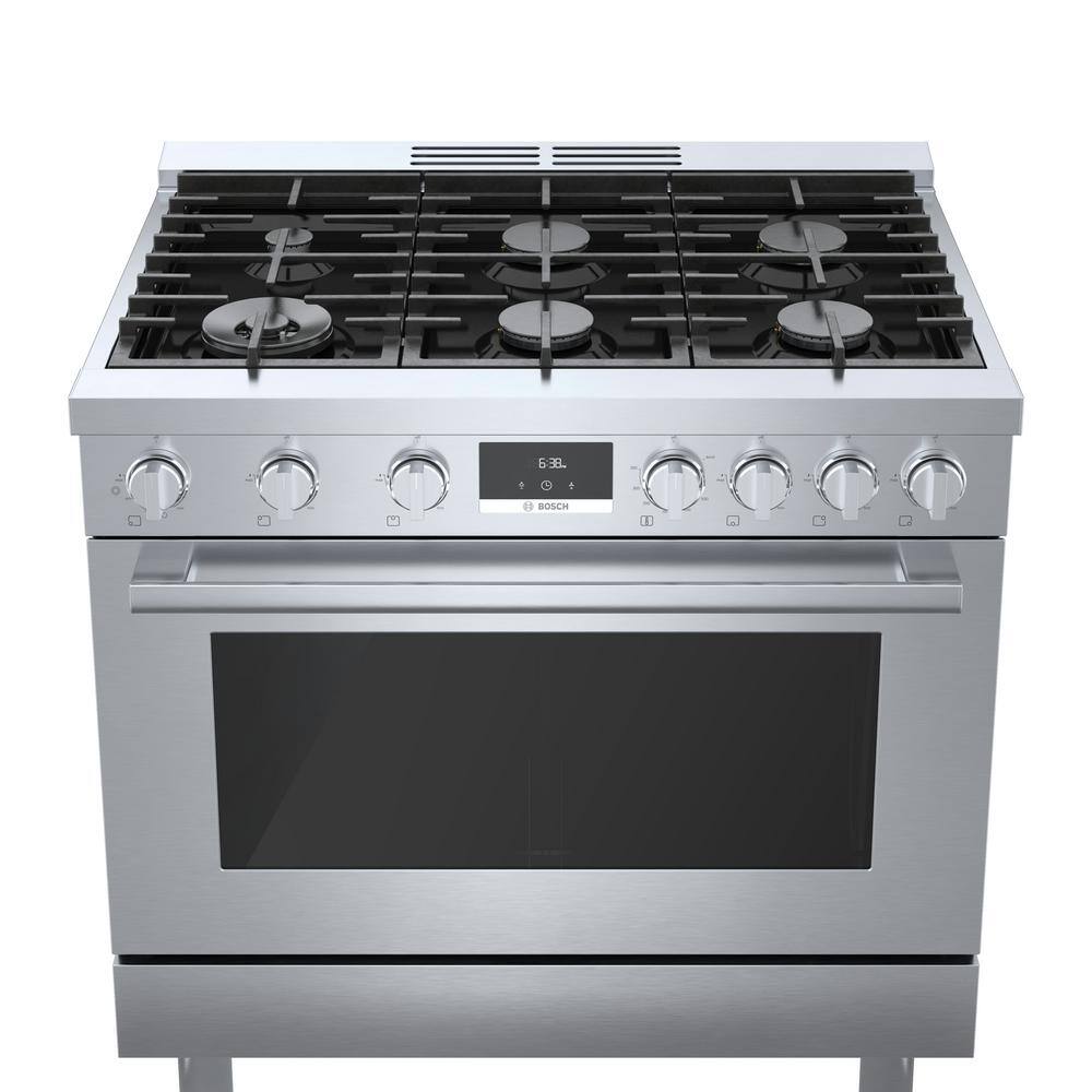 Bosch 800 Series 36 in. 3.5 cu. ft. Industrial Style Gas Range with 6-Burners in Stainless Steel HGS8655UC