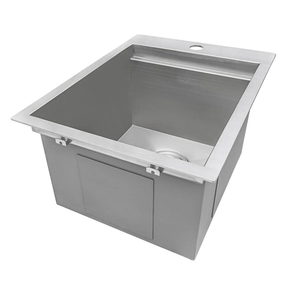 Ruvati 15 in. x 20 in. Single Bowl Workstation Drop-In Marine Grade Stainless Steel Outdoor Sink RVQ5210