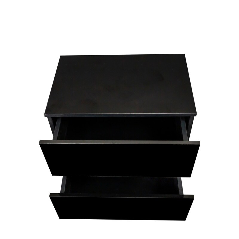 Modern 2 Drawers High gloss Nightstand with LED Lights