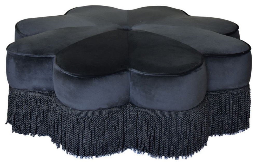 Judith Flower Ottoman Black   Modern   Footstools And Ottomans   by Virgil Stanis Design  Houzz