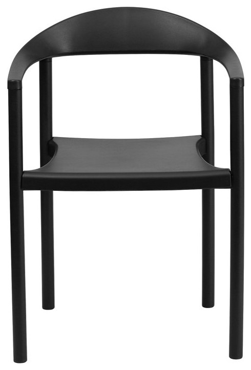 5 Pack Stackable Dining Chair  Plastic Seat  ampSlightly Curved Open Back  Black   Midcentury   Dining Chairs   by Decorn  Houzz