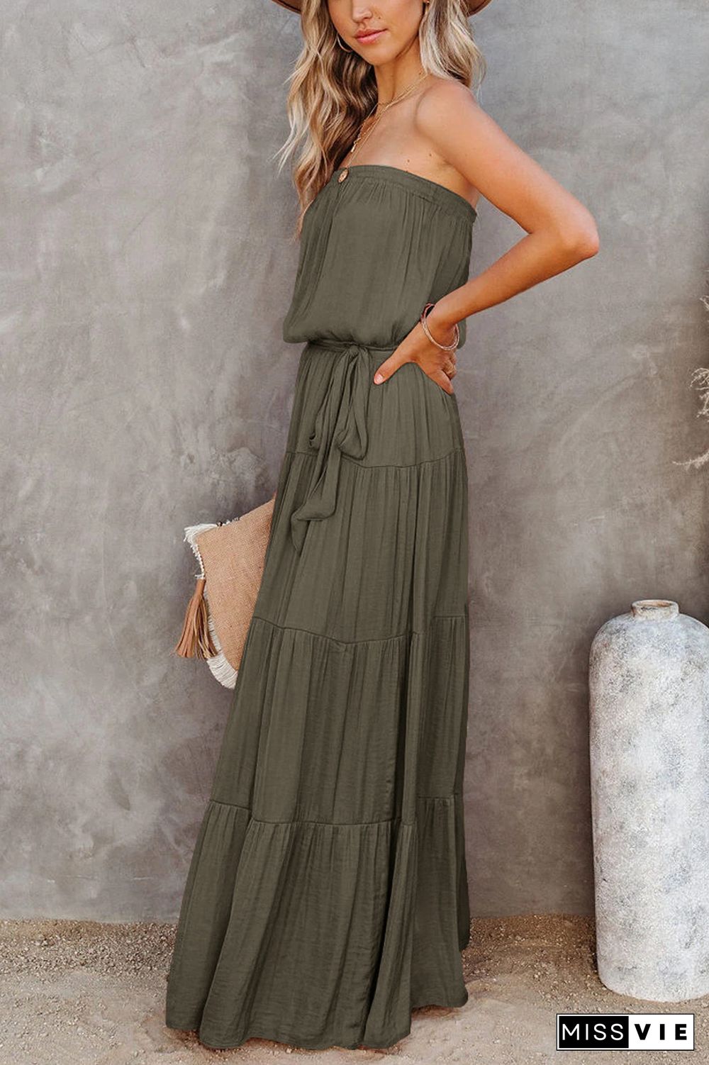 KarliDress Free Falling Strapless Tiered Maxi Dress P12552