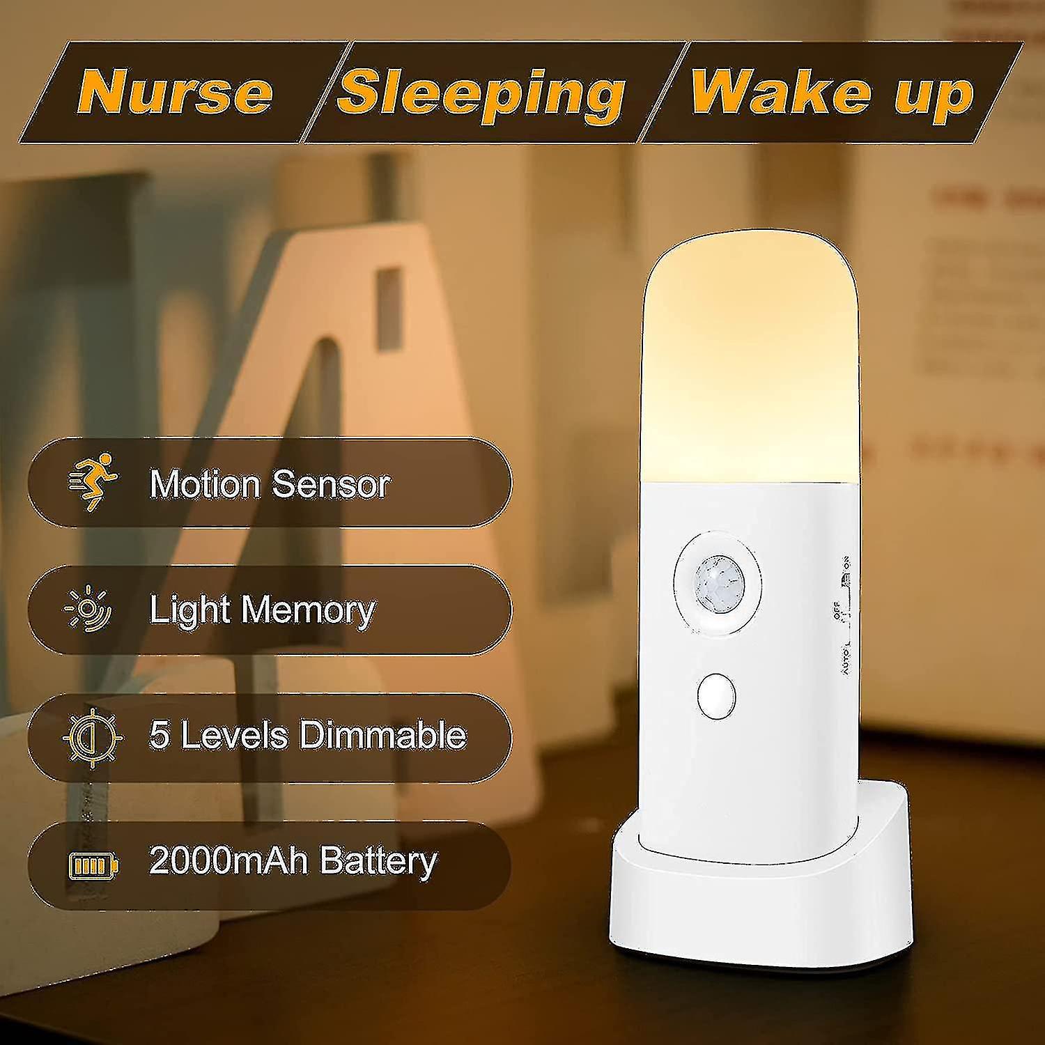 Liangnv Motion Sensor Night Light Indoor， 2000mah Battery Operated Lights， Cordless Table Lamps For