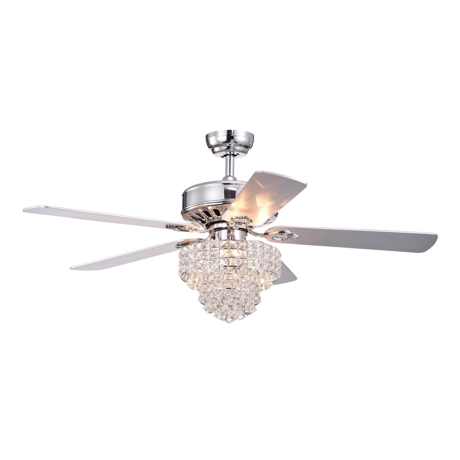 Bryanya 5-Blade 52-Inch Chrome Lighted Ceiling Fans with Crystal Shade (Remote Controlled)