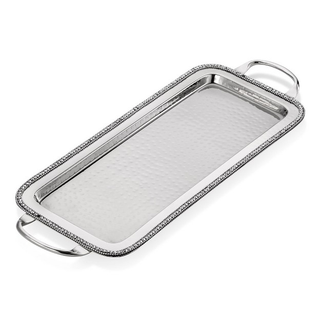 Stainless Steel Handled Serving Tray With Diamonds