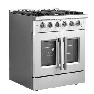 Forno Alta Qualita 30 in. Pro Style French Door Gas Range with 5 Defendi Italian Buner in Stainless Steel FFSGS6444-30