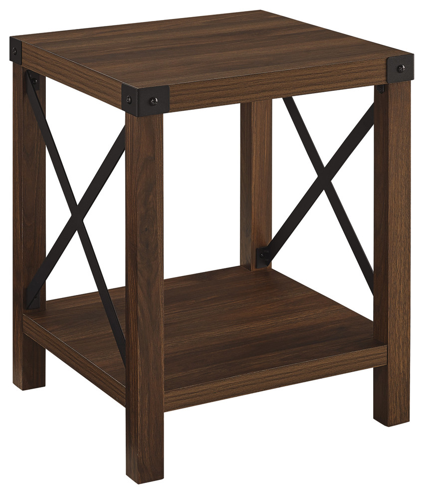 Rustic Wood Side Table  Dark Walnut   Industrial   Side Tables And End Tables   by Walker Edison  Houzz