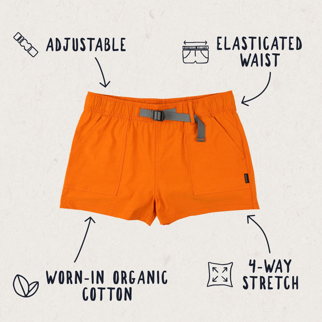 Del Sur Hemp All Purpose Shorts - Sunrise Orange