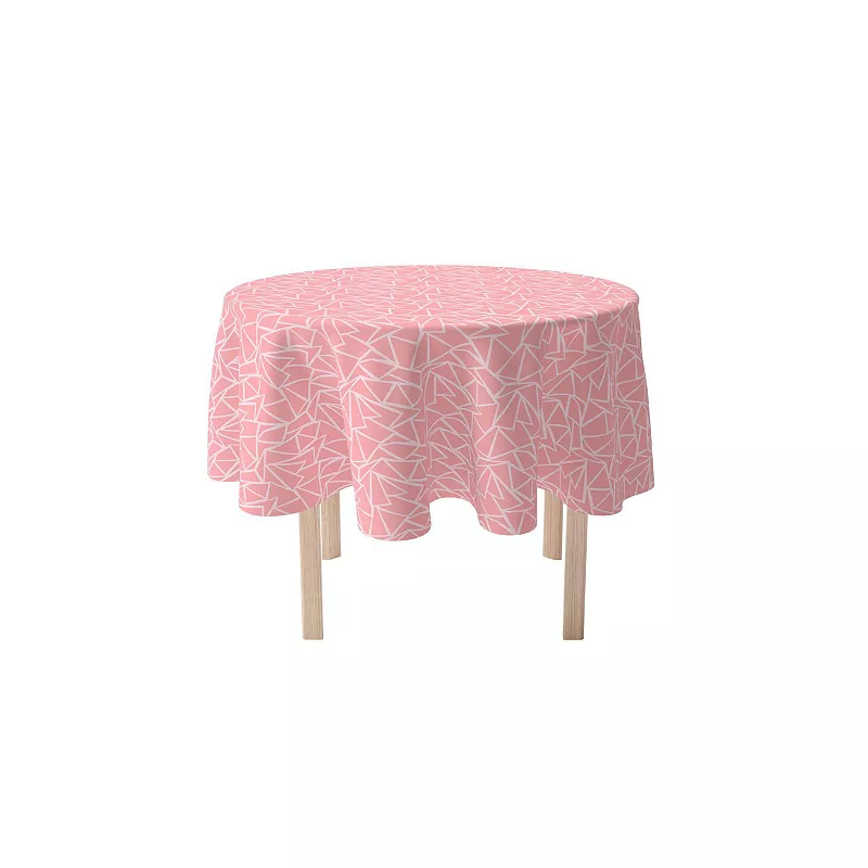 Round Tablecloth， 100% Polyester， 60 Round， Geometric Shapes Pink