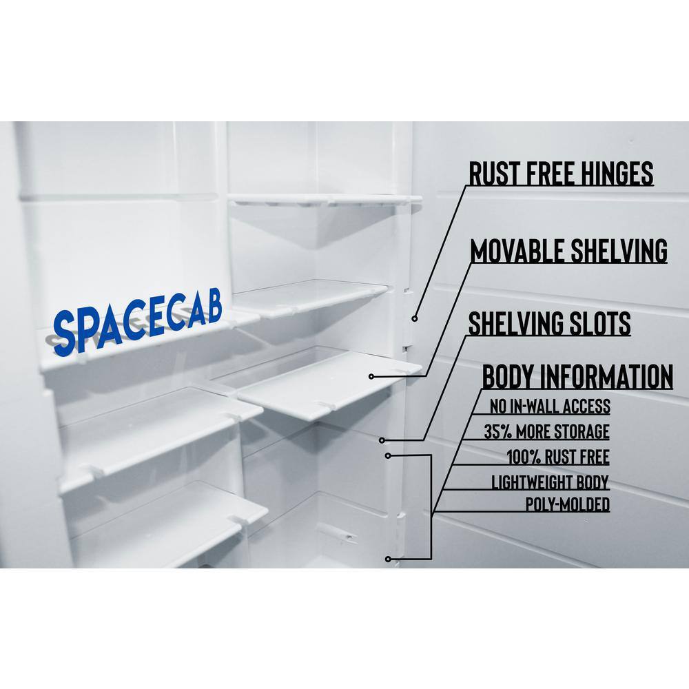 ZACA SPACECAB Media 16 in. x 26 in. x 3-12 in. Frameless Recessed 1-Door Medicine Cabinet with 6-Shelves and Polished Edge Mirror 21-2-26-00