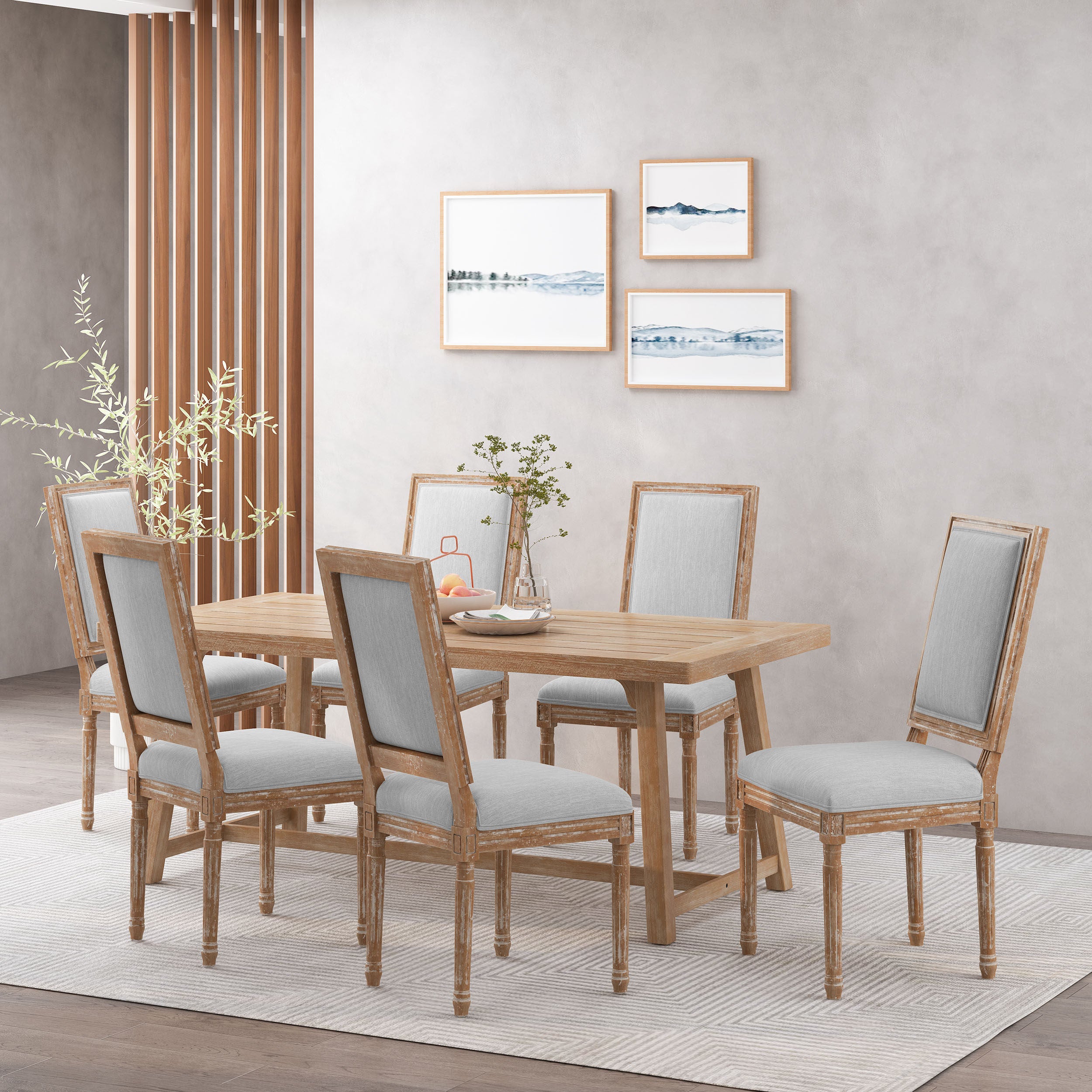 Amy French Country Wood Upholstered Dining Chair (Set of 6)