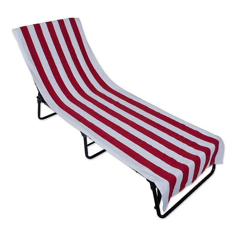 82 Red and White Stripe With Top Fitted Pocket Beach Towel