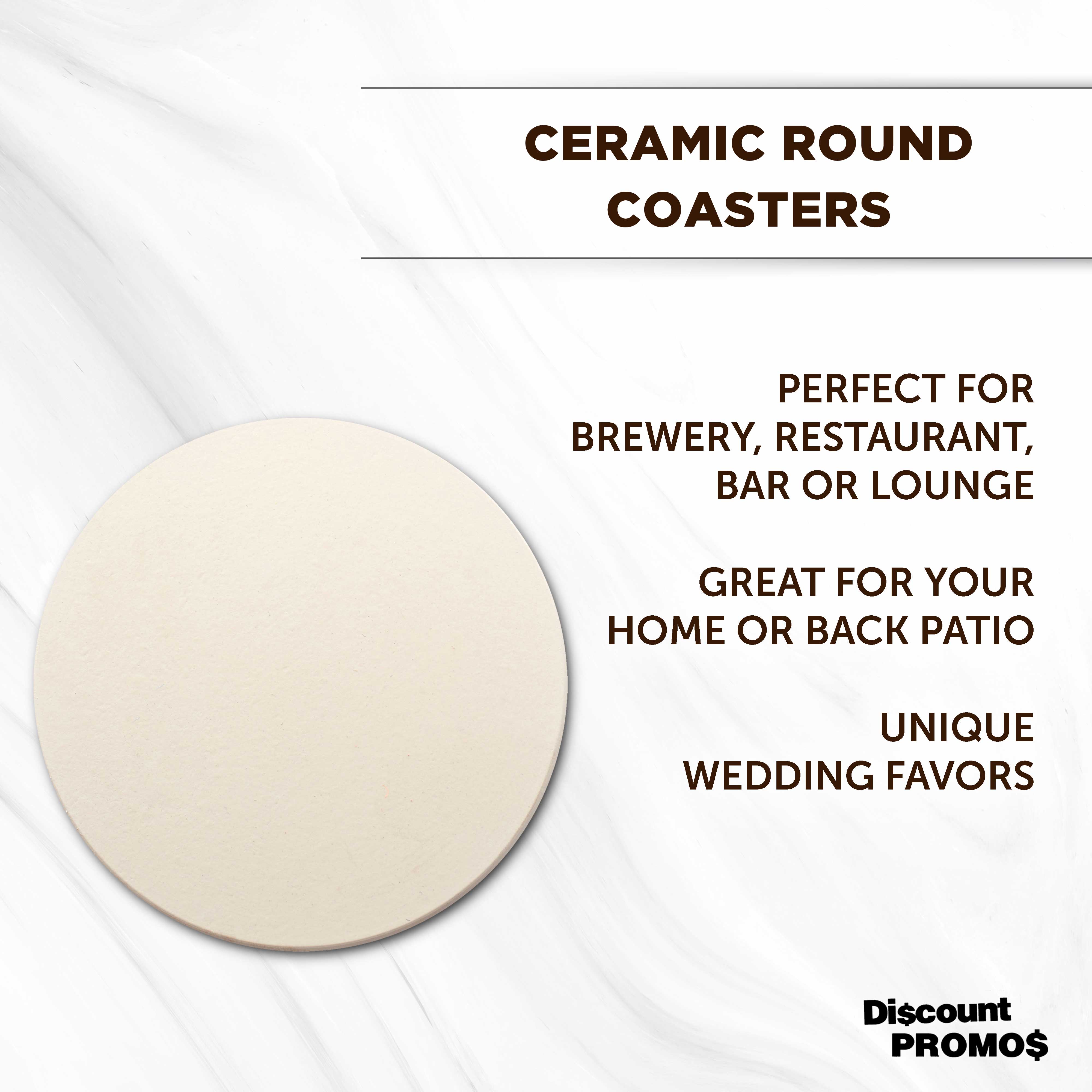 Round Ceramic Coasters 4 Inches Set of 10， Bulk Pack - With Cork Bottom Pad， Perfect for Hotel， Bar， Restaurant or Lounge - Natural