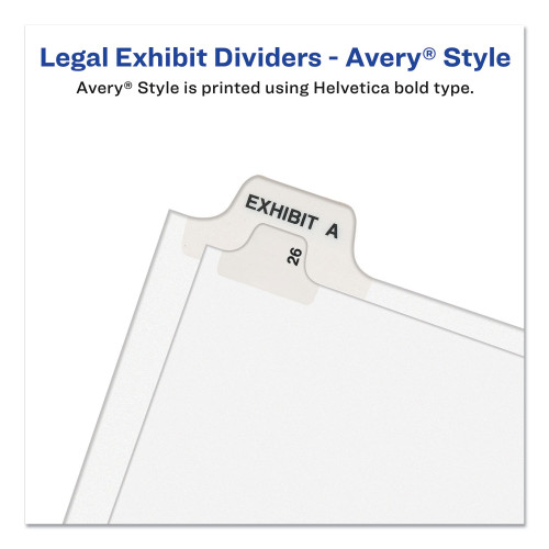 Preprinted Legal Exhibit Side Tab Index Dividers， Avery Style， 25-Tab， 1 to 25， 11 x 8.5， White， 1 Set (11370)