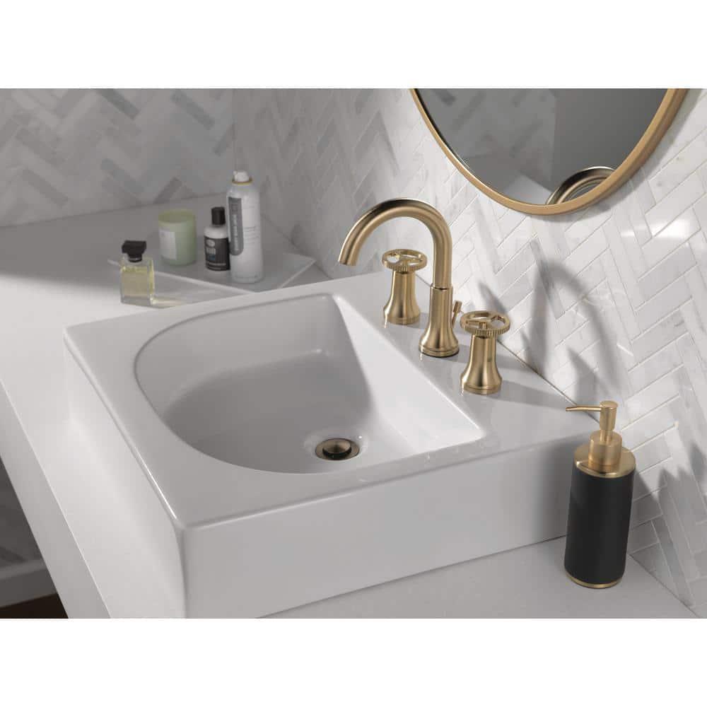 Delta Trinsic Wheel 8 in Widespread 2Handle Bathroom Faucet in Champagne Bronze