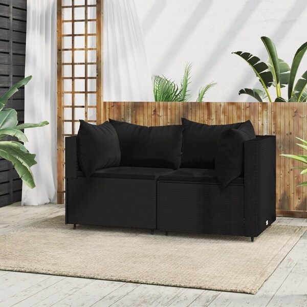 vidaXL Patio Lounge Set with Cushions Brown/Black/Gray Poly Rattan