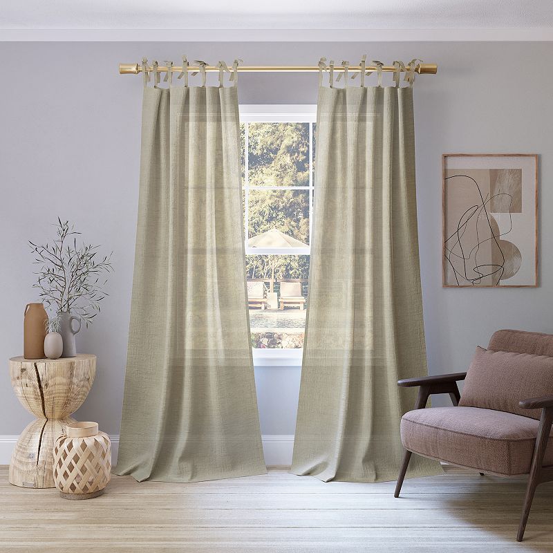 No. 918 Bethany Slub Textured Sheer Tie Top Window Curtain