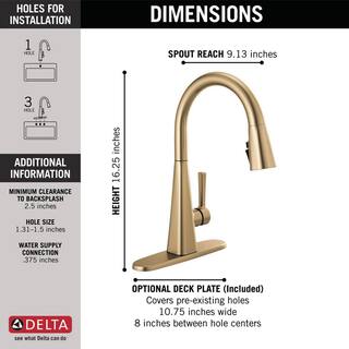 Delta Lenta Single-Handle Pull-Down Sprayer Kitchen Faucet with ShieldSpray Technology in Champagne Bronze 19802Z-CZ-DST