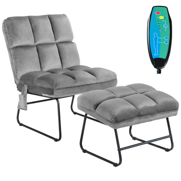 Costway 38957102 Velvet Massage Recliners with Ott...