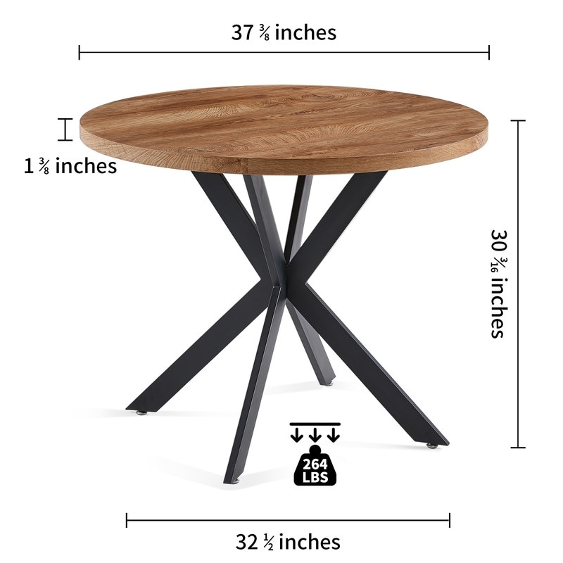 Easy Assembly Round Dining Table Coffee Table for Cafe/Bar Kitchen Dining Office   Walnut