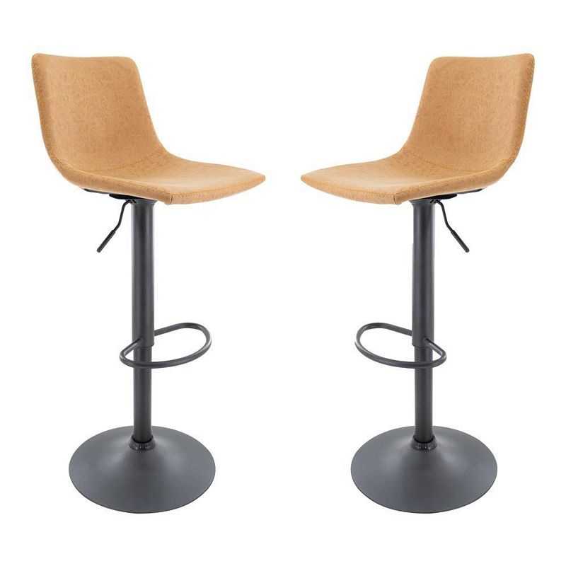 LeisureMod Tilbury Modern Adjustable Bar Stool With Footrest and 360-Degree Swivel Set of 2