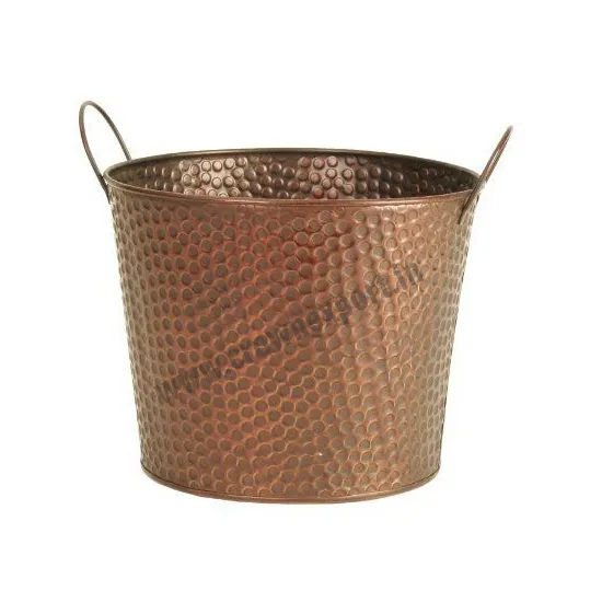 Unique Set of 3 Copper Rustic Iron Drum Planter Lawn   Garden Large Buckets Planters For Plants Storing Water Storage Baskets