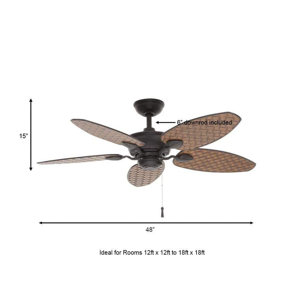 Hampton Bay Largo 48 in IndoorOutdoor Gilded Iron Wet Rated Downrod Ceiling Fan with Reversible Motor