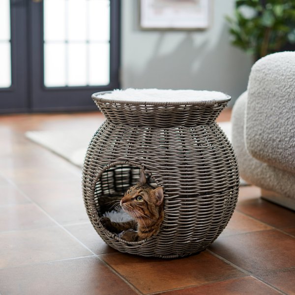 Frisco Round Wicker Cat Condo with Top Perch