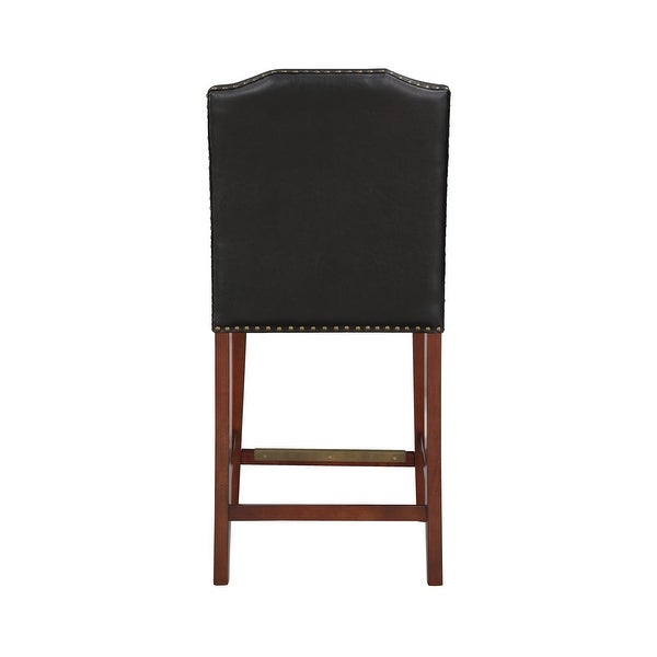 Britton Stationary Faux Leather Counter Stool with Nail Heads by Greyson Living