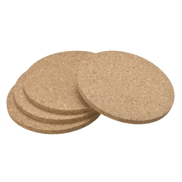 100mm Round Coasters 5mm Thick Cork Cup Mat Pad for Tableware 4pcs - Wood