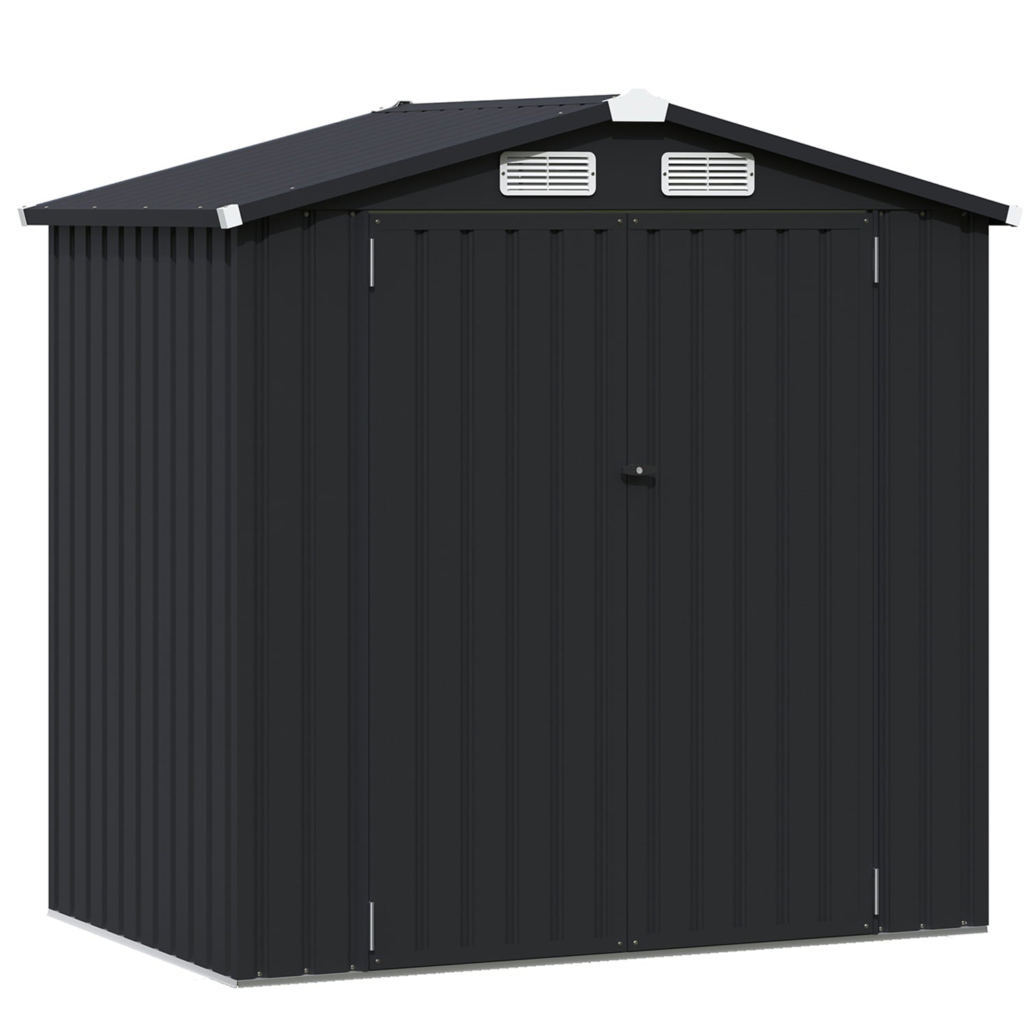 Outdoor Storage Shed, 6'x4' Galvanized Metal Steel Weather Resistant Garden Shed for Bike, Garbage Can, Lawnmower, Tool Storage Shed W/Lock, Black