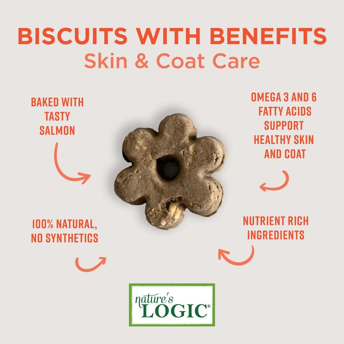 Nature's Logic Skin and Coat Care Biscuits Dog Treats， 12-oz bag