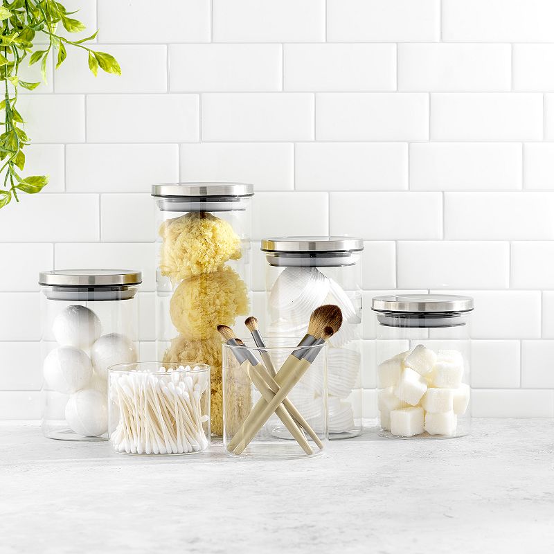 JoyJolt 6-Piece Storage Jars with Airtight Stainless Steel Lids Set