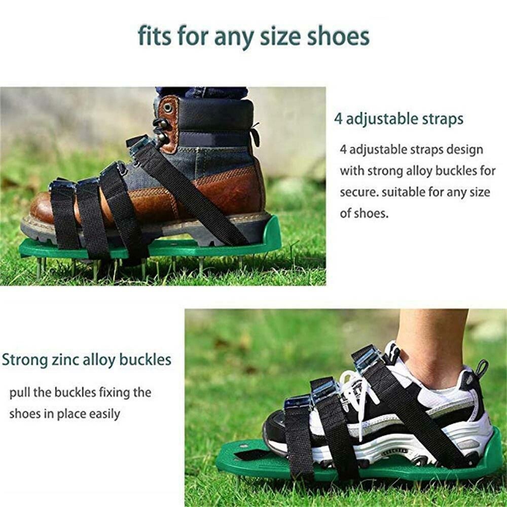 Lawn Aerator Shoes Lawn Spikes Shoes 4 Adjustable Straps Garden Aerating Tool   L