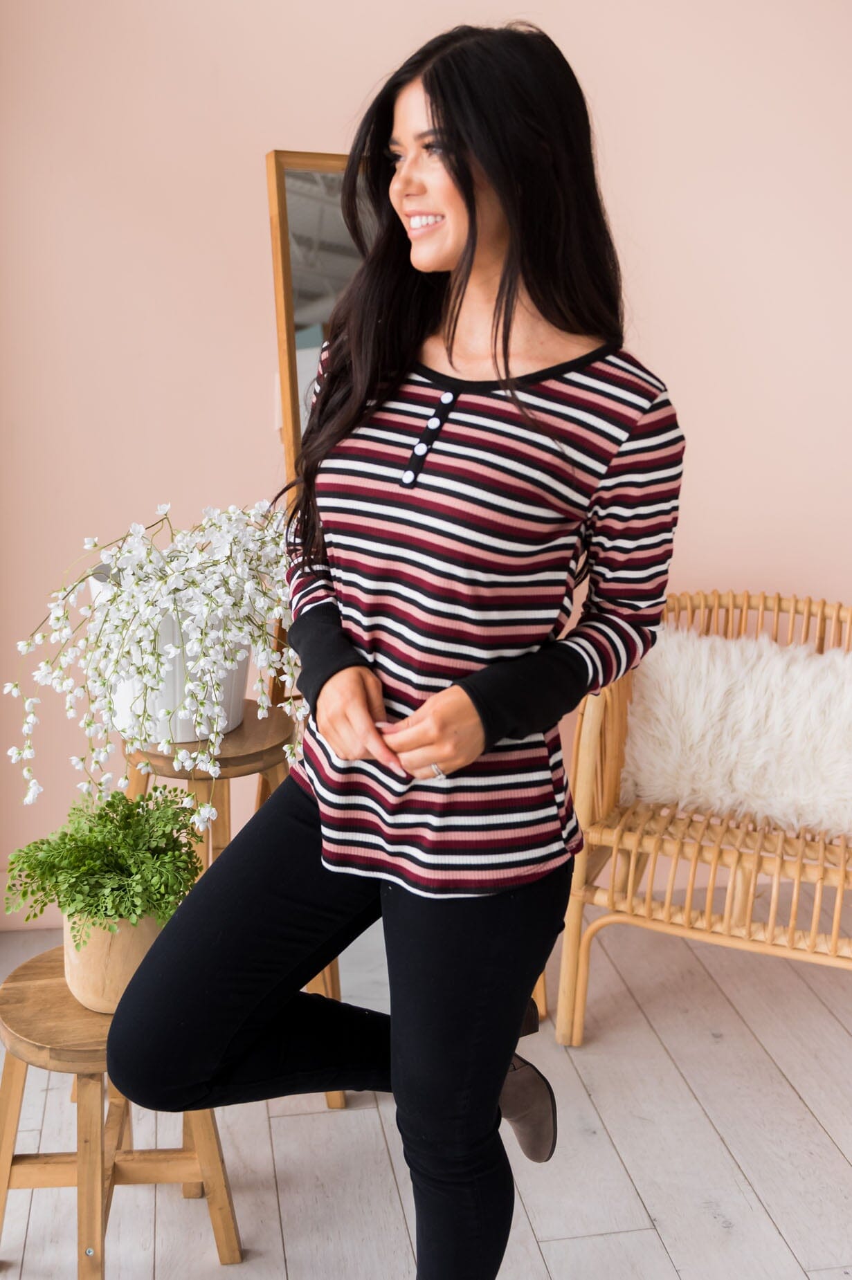 Complete Joy Modest Striped Top