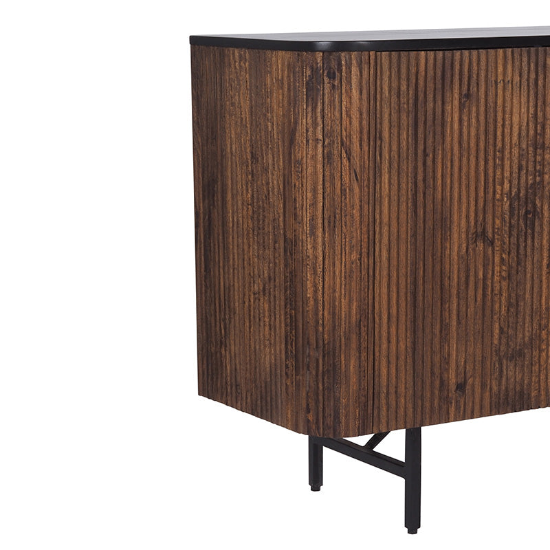 KAASNI Sideboard Buffet 160 cm Solid Mango Wood - Honey & Black