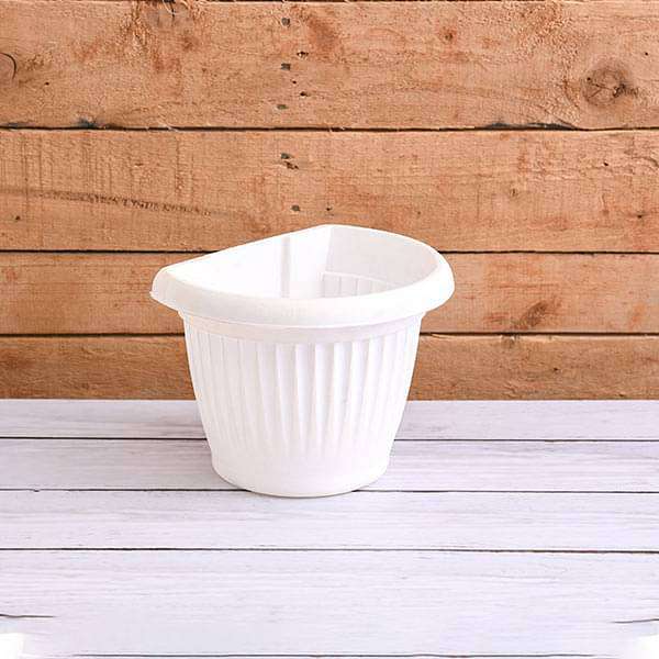 7.9 inch (20 cm) Bello Wall Mounted D Shape Plastic Planter (White) (set of 6)